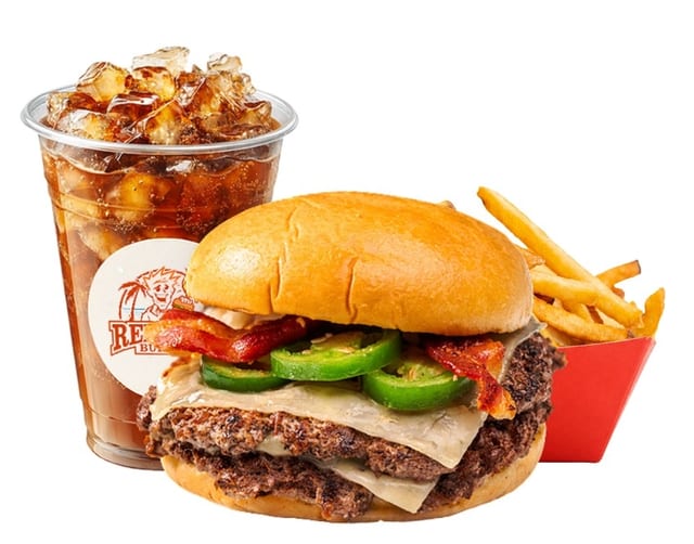 Red Hot Burger w/ Fries & Drink.
