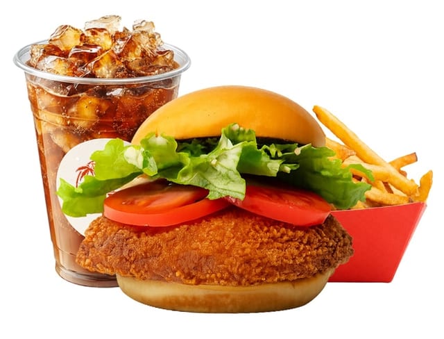 Mushroom Burger W/ Fries & Drink.