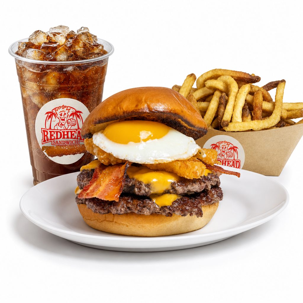 Hangover Burger w/ Fries & Drink.