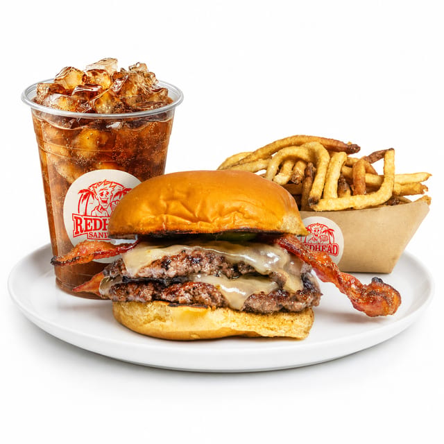 Red Hot Burger w/ Fries & Drink.