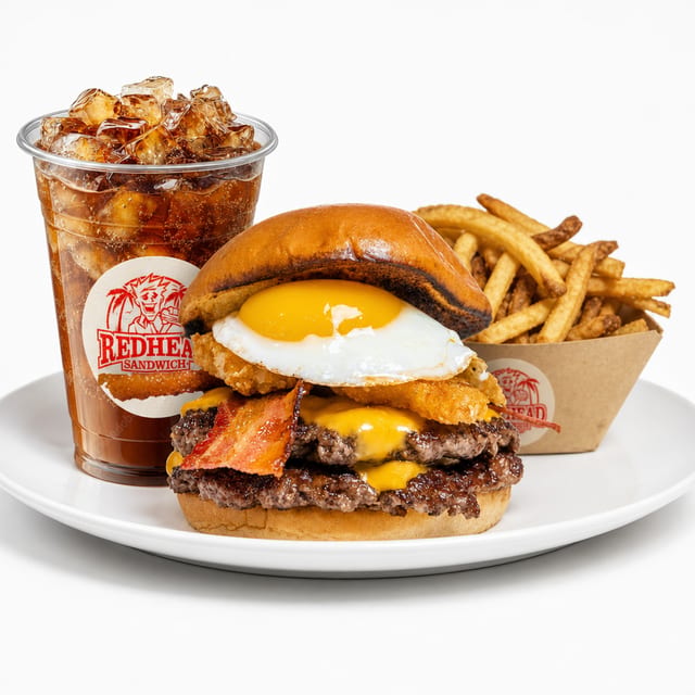 Hangover Burger W/ Fries & Drink.