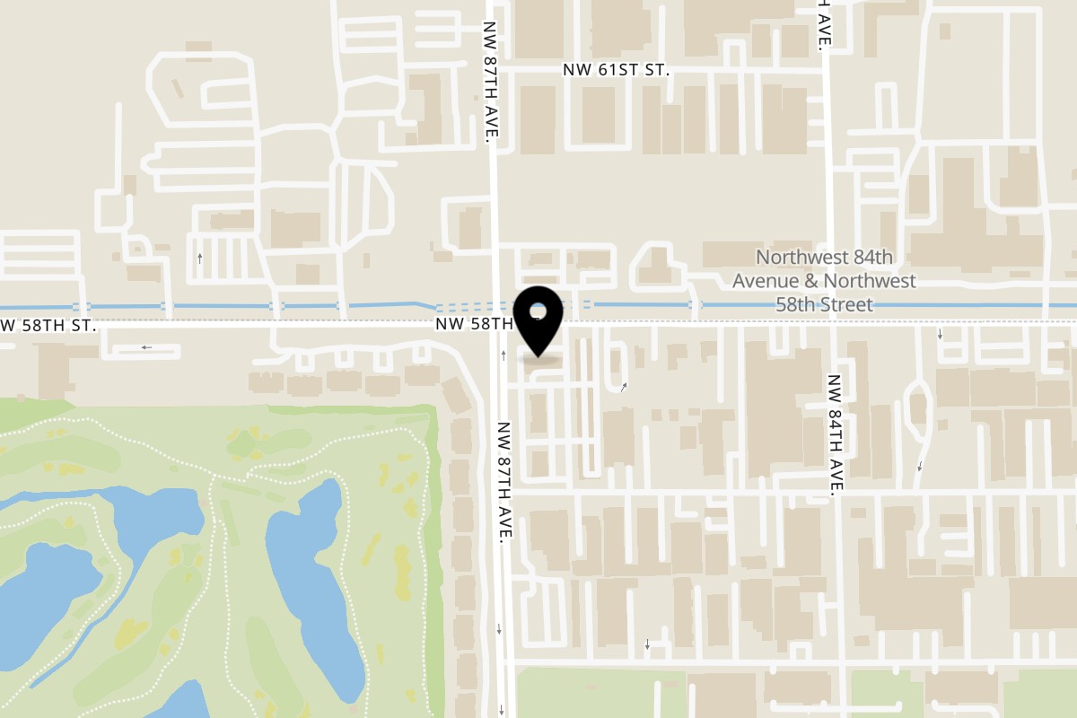 Map showing the location of REDHEAD BURGER Plaza 87 Doral Florida - REDHEAD BURGER on 5755 NW 87th Ave #104 in Doral